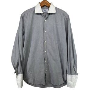 Brioni for Neiman Marcus Mens Dress Shirt Sz 15 Made Italy Designer French Cuffs